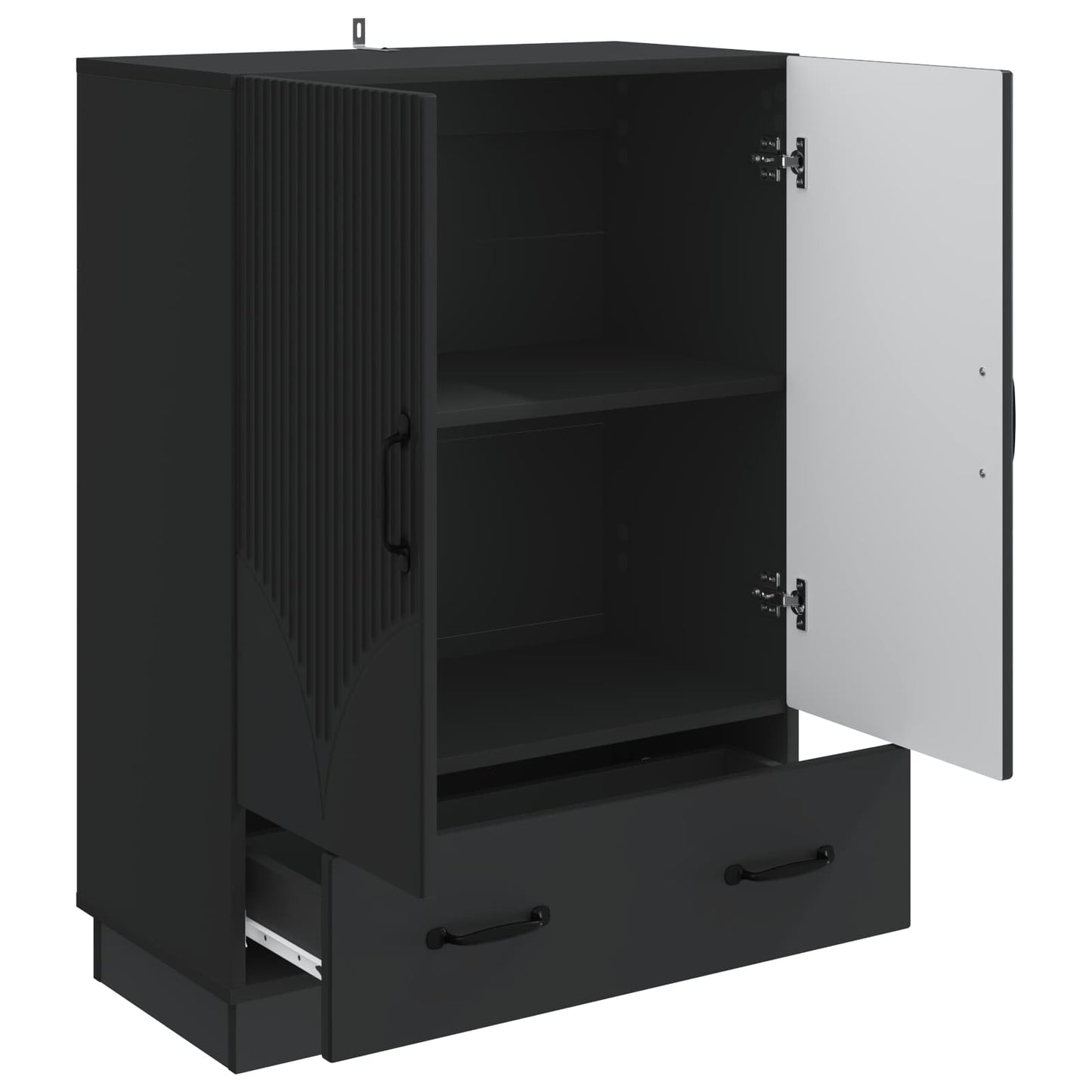 Sideboard with Drawer Black 66 x 34.5 x 92 cm Engineered Wood