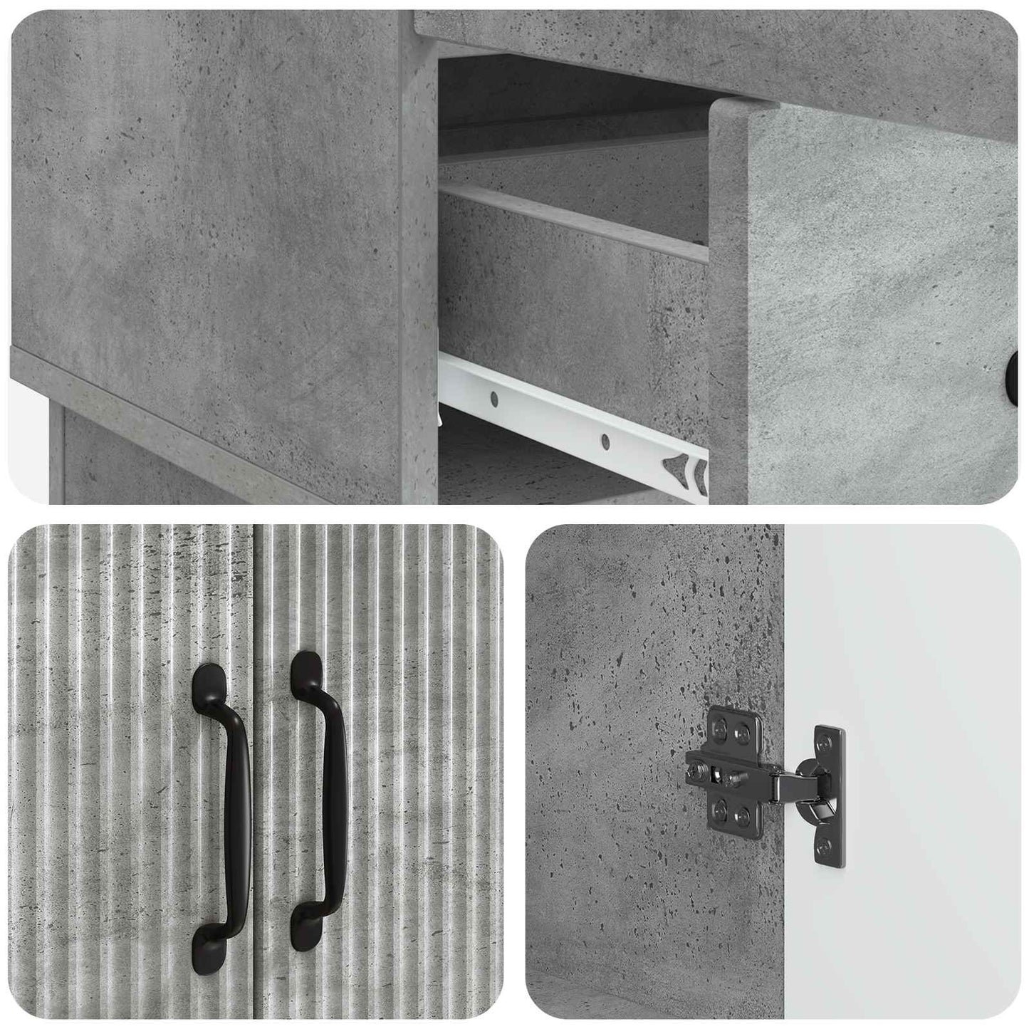 Sideboard Concrete Grey 66 x 34.5 x 92 cm Engineered Wood