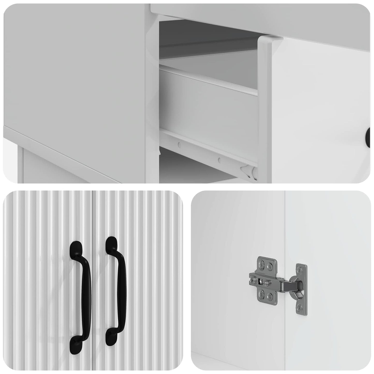 Sideboard High Gloss White 66 x 34.5 x 92 cm Engineered Wood