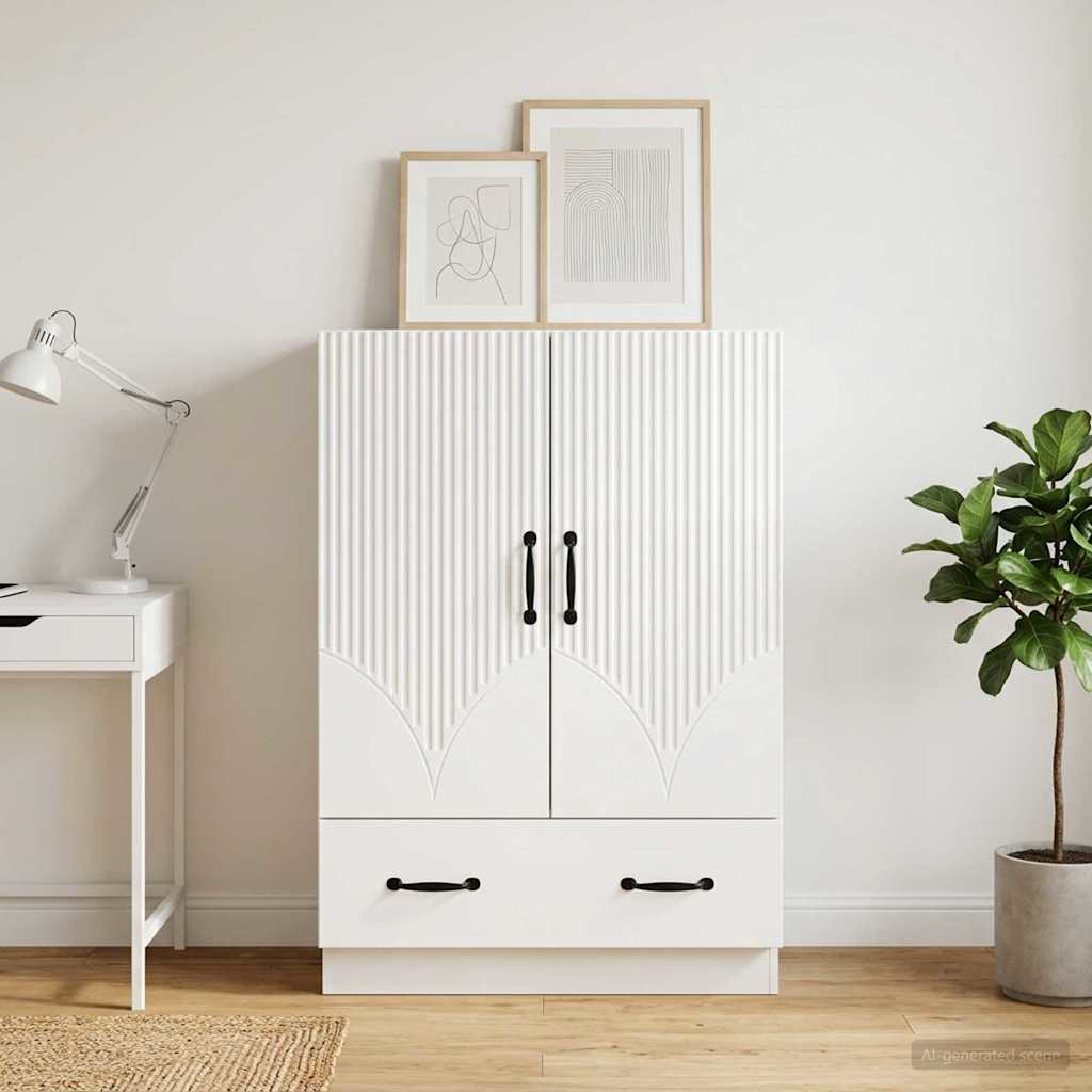 Sideboard High Gloss White 66 x 34.5 x 92 cm Engineered Wood