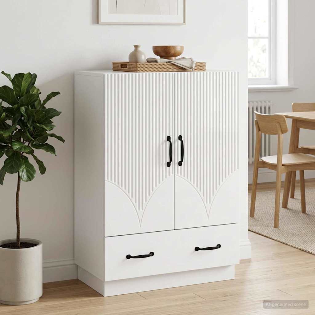 Sideboard High Gloss White 66 x 34.5 x 92 cm Engineered Wood