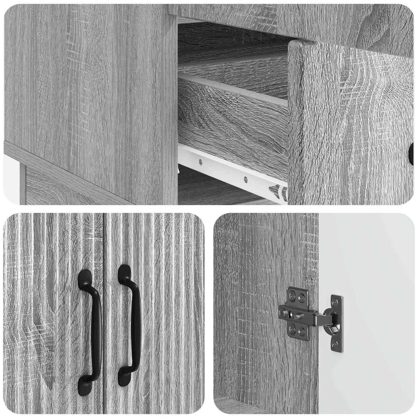 Sideboard Grey Sonoma 66 x 34.5 x 92 cm Engineered Wood