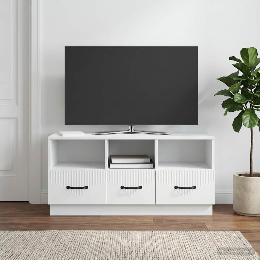 TV Cabinet with Drawer White 102 x 34.5 x 47 cm Engineered Wood