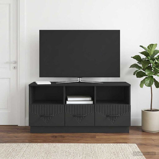 TV Cabinet with Drawer Black 102 x 34.5 x 47 cm Engineered Wood