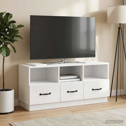 TV Cabinet High Gloss White 102 x 34.5 x 47 cm Engineered Wood