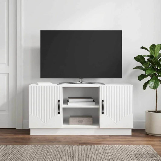 TV Cabinet High Gloss White 102 x 34.5 x 47 cm Engineered Wood