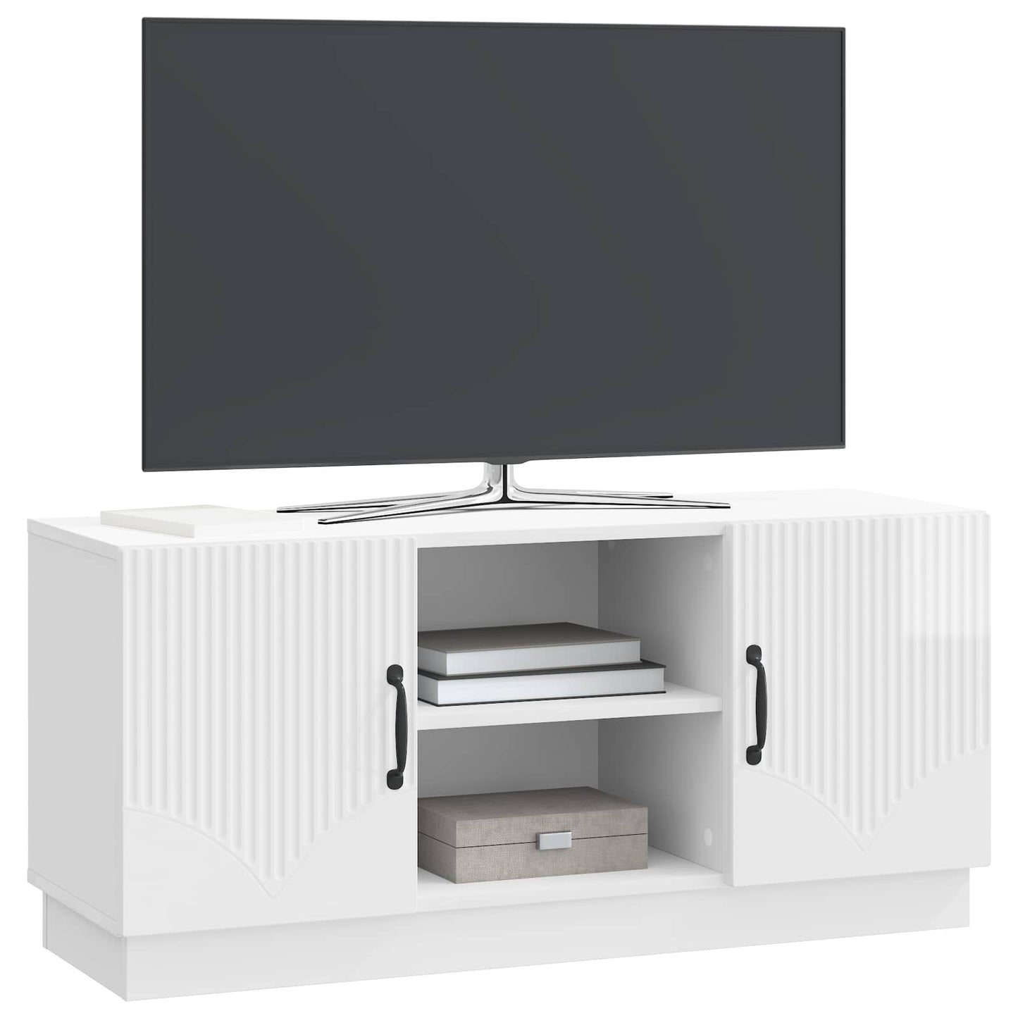 TV Cabinet High Gloss White 102 x 34.5 x 47 cm Engineered Wood