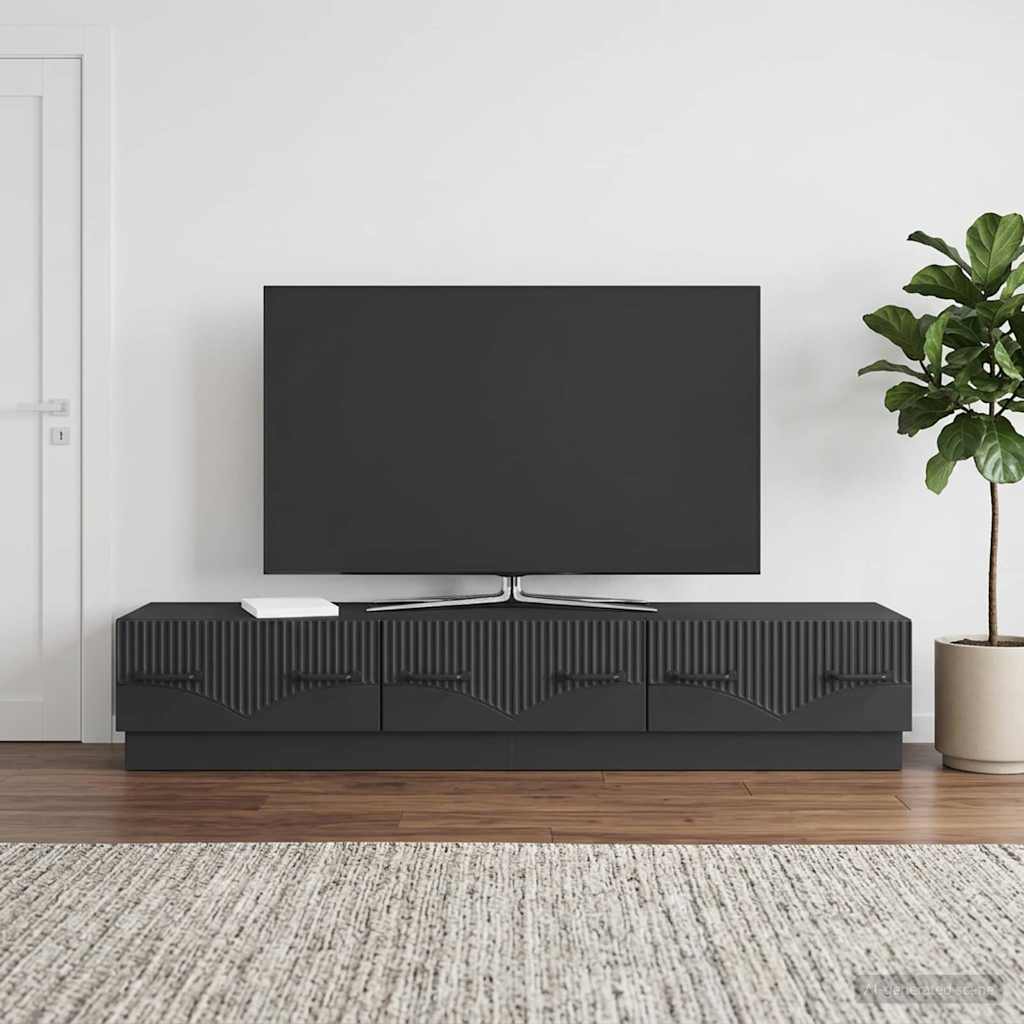 TV Cabinet with Drawer Black 147 x 34.5 x 27 cm Engineered Wood