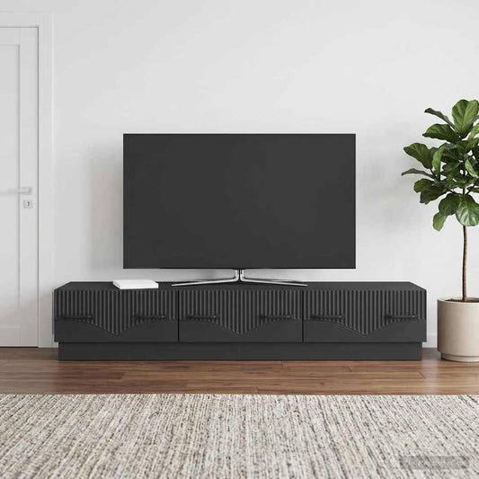 TV Cabinet with Drawer Black 147 x 34.5 x 27 cm Engineered Wood