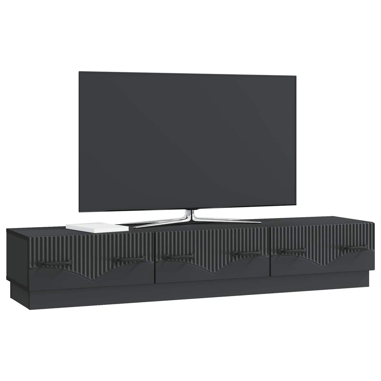 TV Cabinet with Drawer Black 147 x 34.5 x 27 cm Engineered Wood
