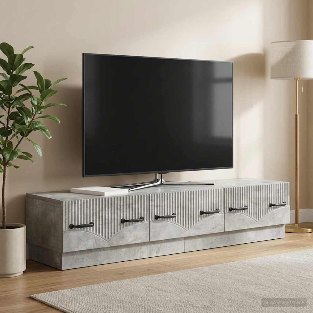 TV Cabinet Concrete Grey 147 x 34.5 x 27 cm Engineered Wood