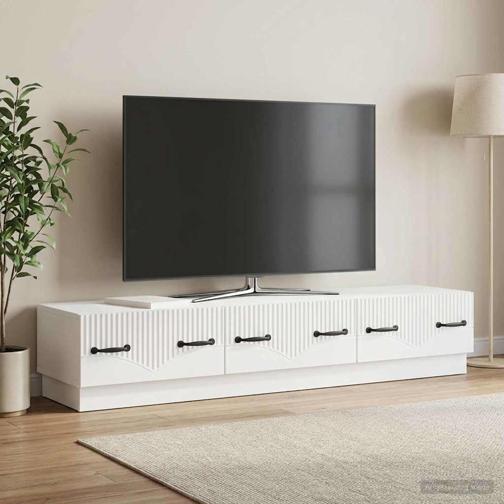 TV Cabinet High Gloss White 147 x 34.5 x 27 cm Engineered Wood