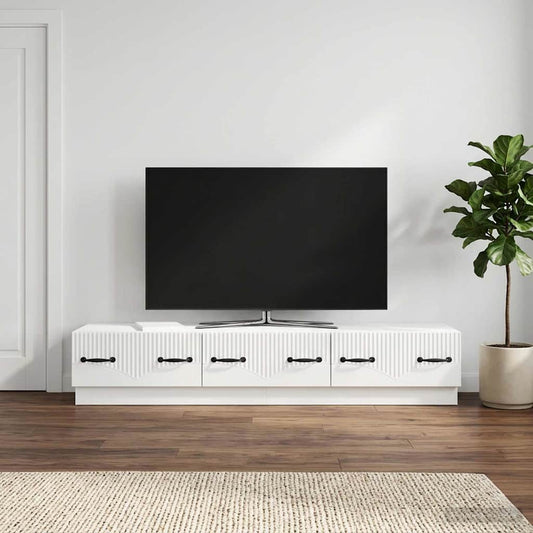 TV Cabinet High Gloss White 147 x 34.5 x 27 cm Engineered Wood