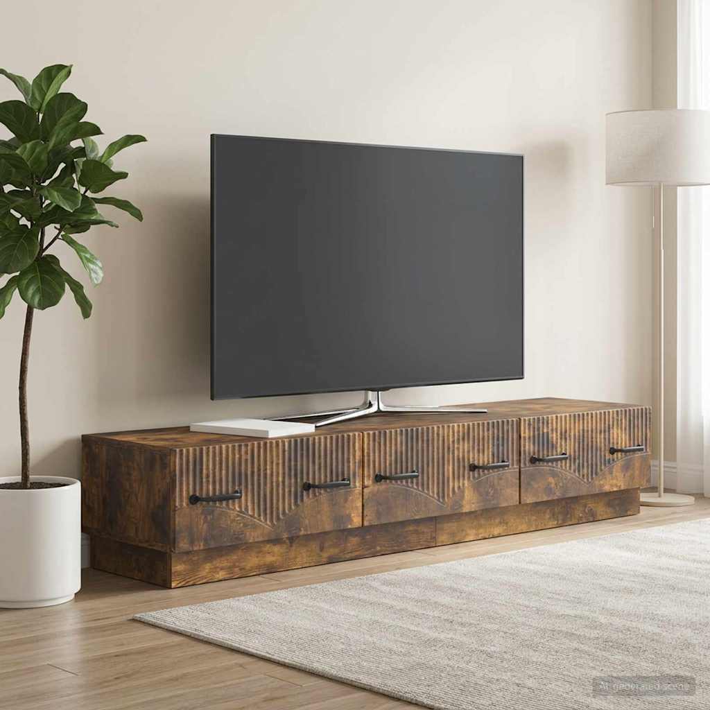 TV Cabinet Smoked Oak 147 x 34.5 x 27 cm Engineered Wood