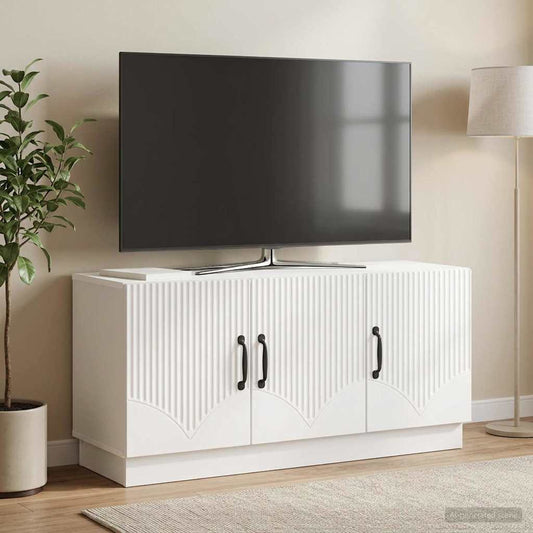 TV Cabinet High Gloss White 99 x 34.5 x 47 cm Engineered Wood