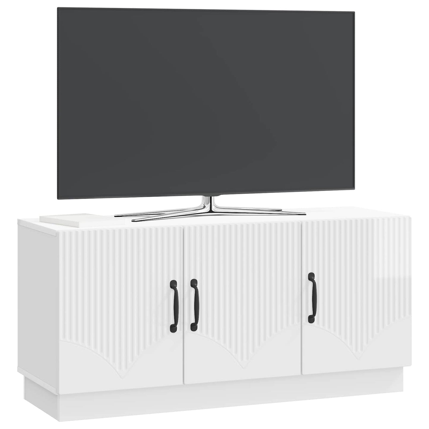 TV Cabinet High Gloss White 99 x 34.5 x 47 cm Engineered Wood