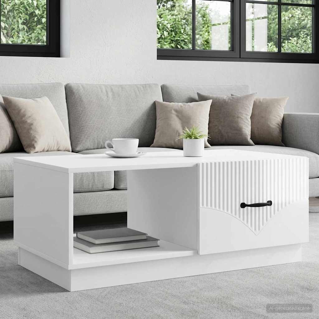 Coffee Table High Gloss White 90 x 50 x 37 cm Engineered Wood