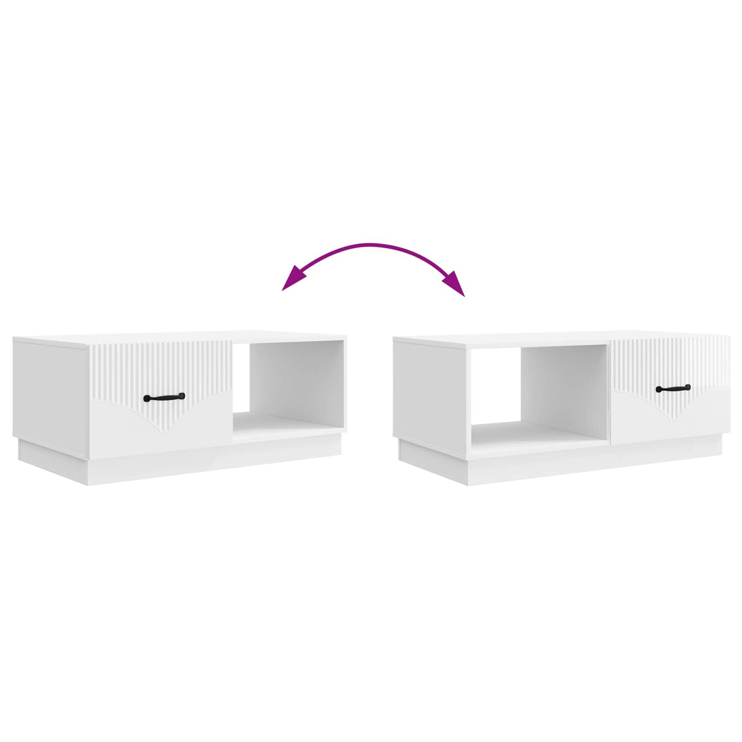 Coffee Table High Gloss White 90 x 50 x 37 cm Engineered Wood