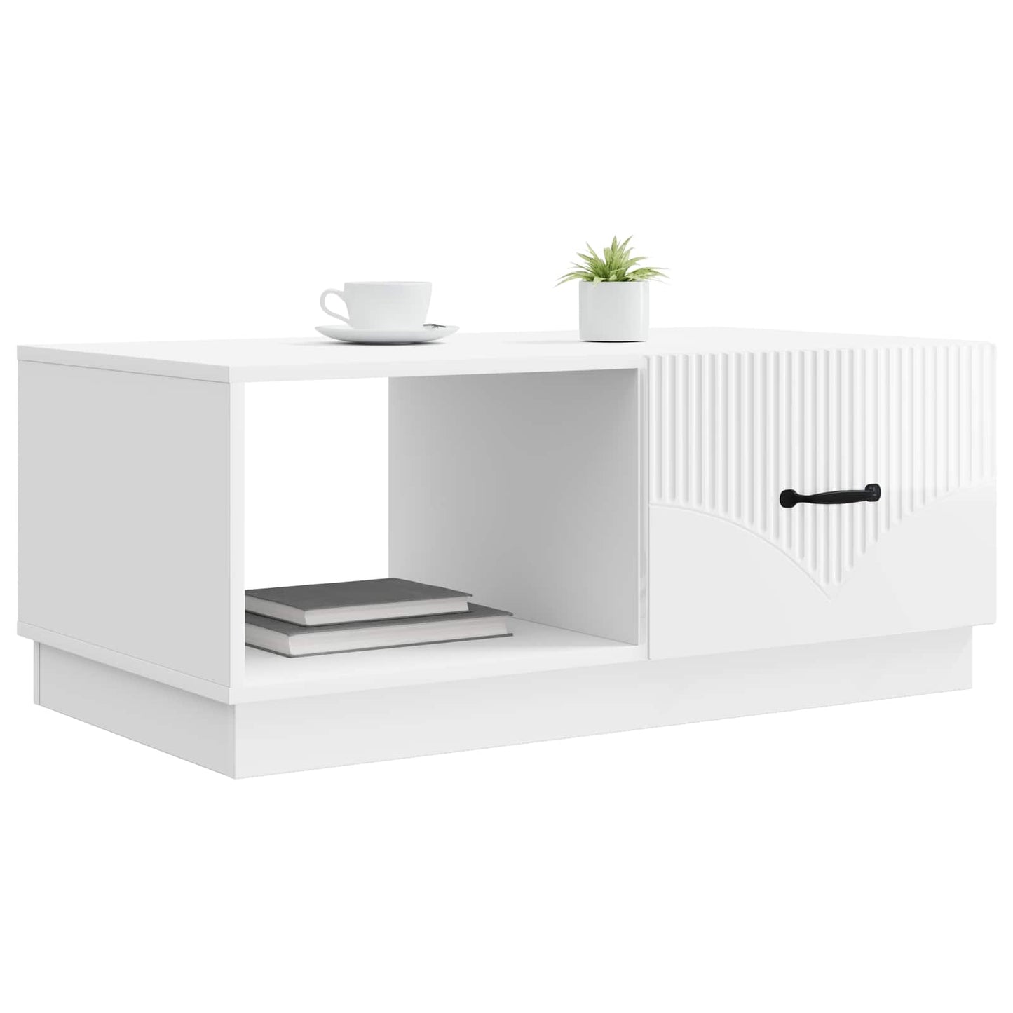 Coffee Table High Gloss White 90 x 50 x 37 cm Engineered Wood