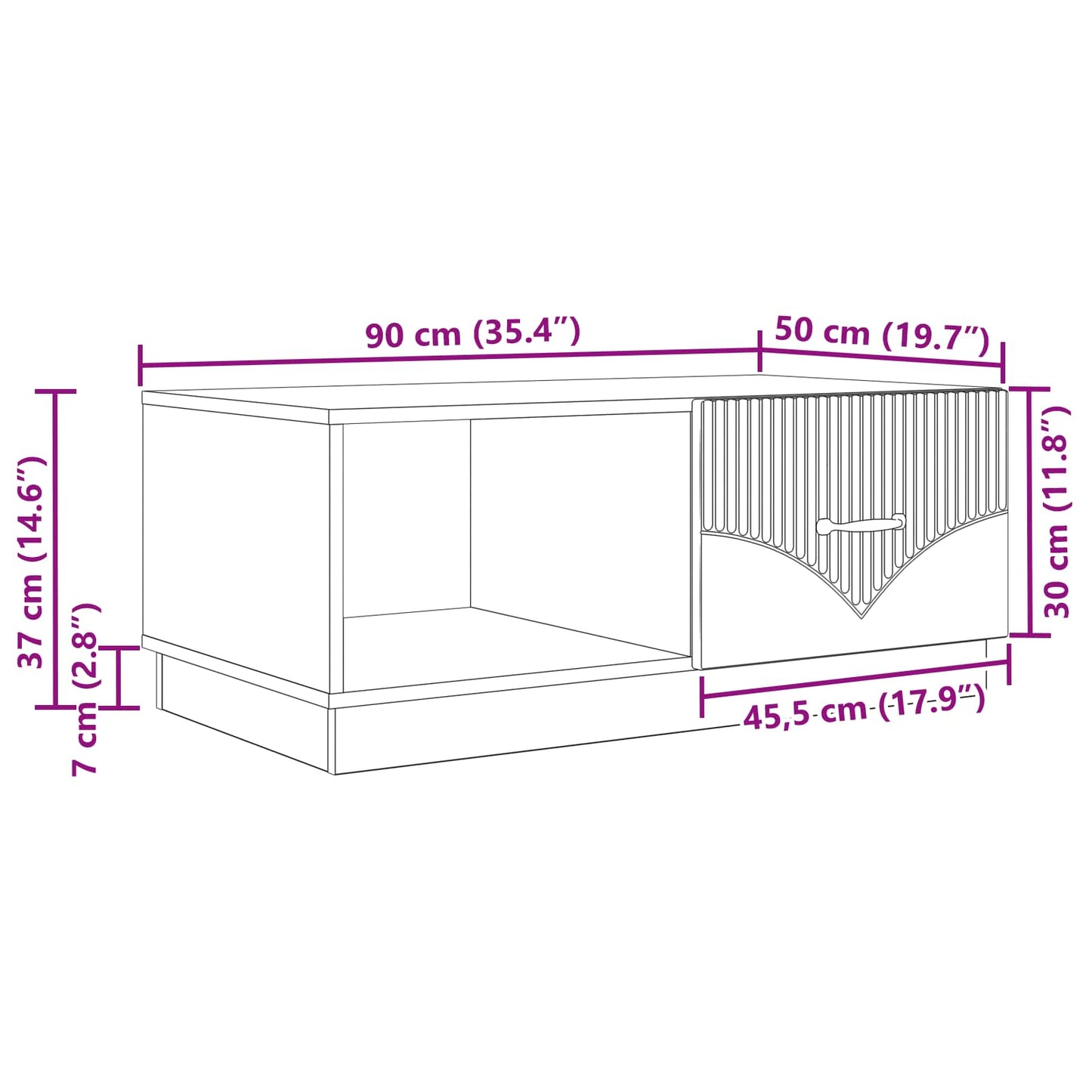 Coffee Table High Gloss White 90 x 50 x 37 cm Engineered Wood