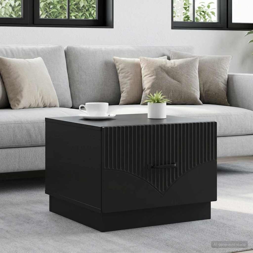 Coffee Table with Drawer Black 49 x 50 x 37 cm Engineered Wood