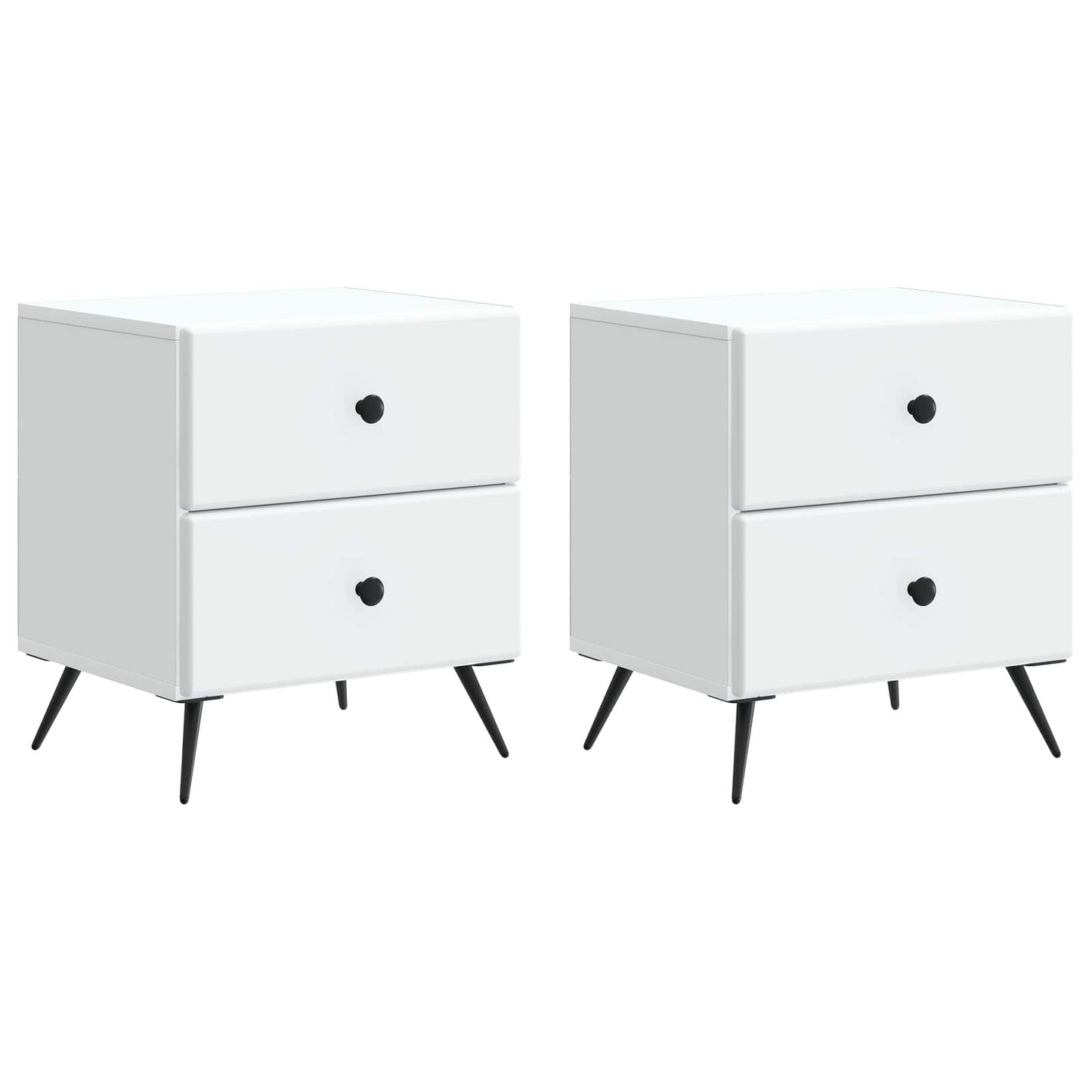 Bedside Cabinet 2 pcs White 43 x 34.5 x 47.5 cm Engineered Wood