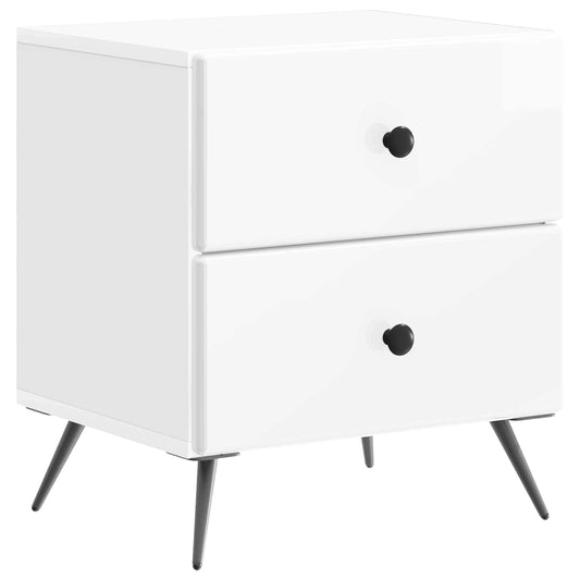 Bedside Cabinet High Gloss White 43 x 34.5 x 47.5 cm
