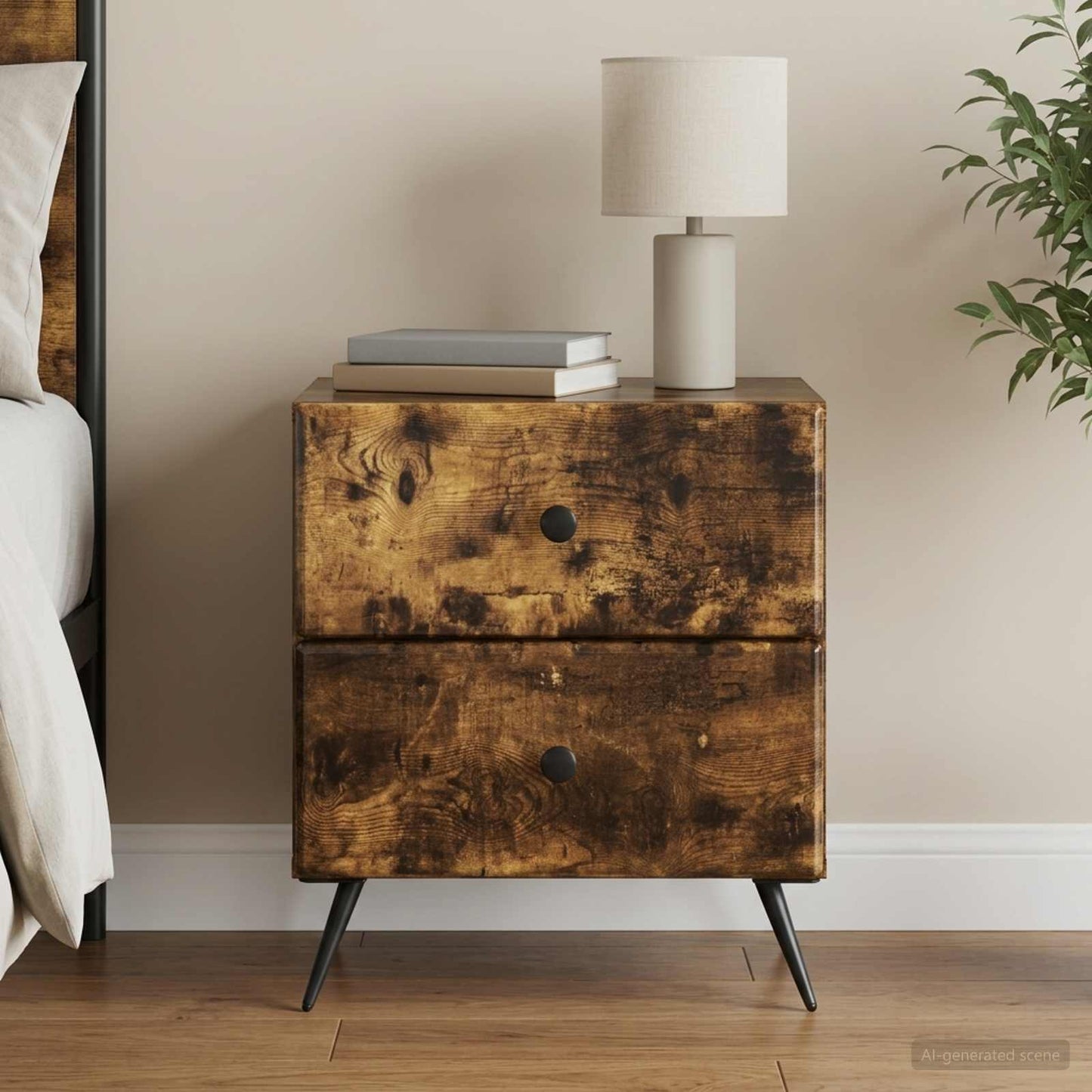 Bedside Cabinet Smoked Oak 43 x 34.5 x 47.5 cm Engineered Wood