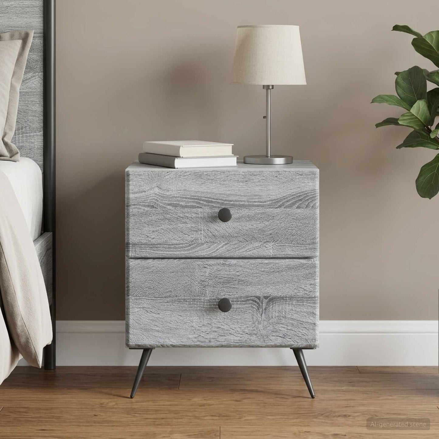 Bedside Cabinet Grey Sonoma 43 x 34.5 x 47.5 cm Engineered Wood