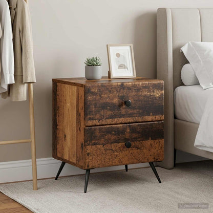 Bedside Cabinet with Drawer 2 pcs Old Wood 43 x 34.5 x 47.5 cm