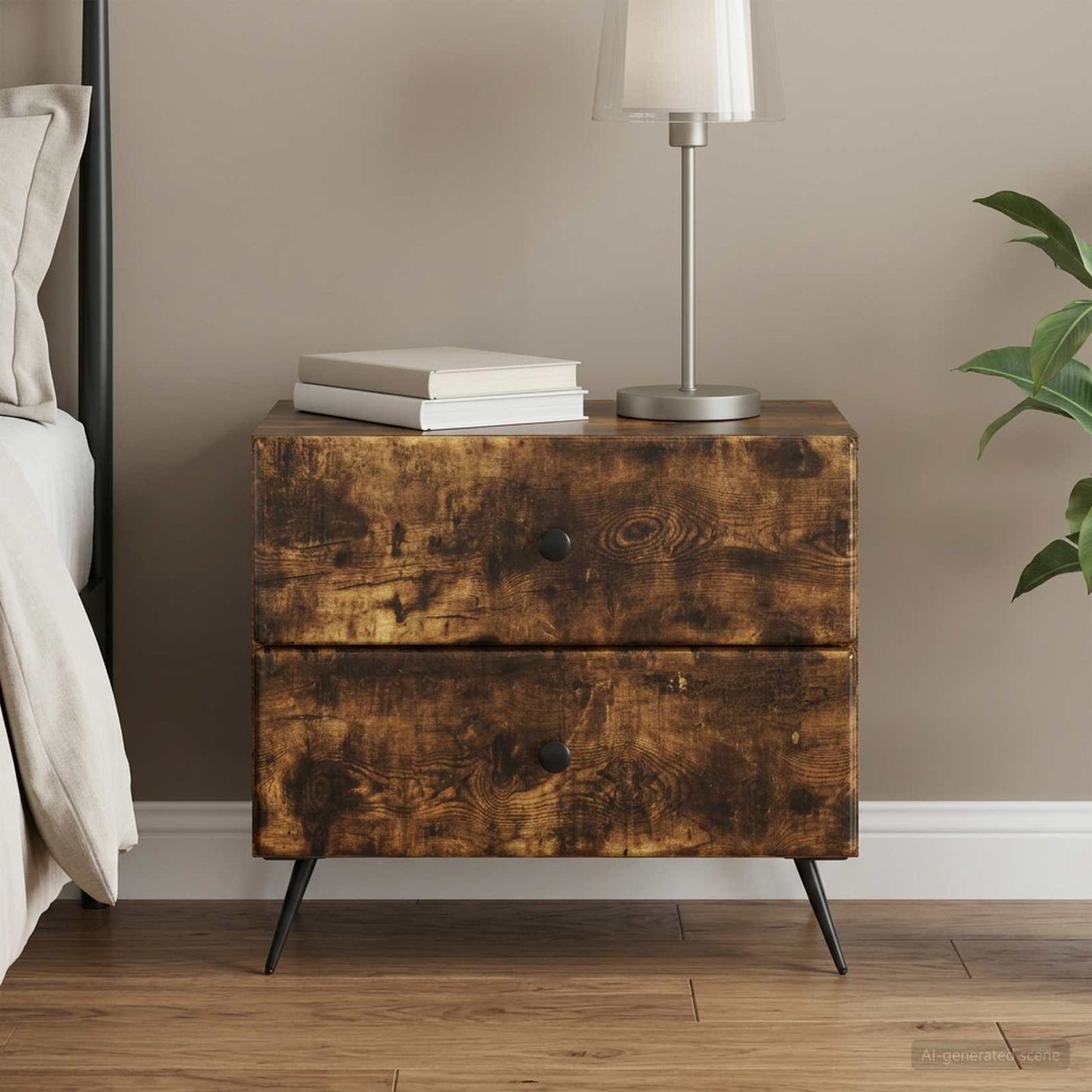 Bedside Cabinet Smoked Oak 62 x 34.5 x 47.5 cm Engineered Wood