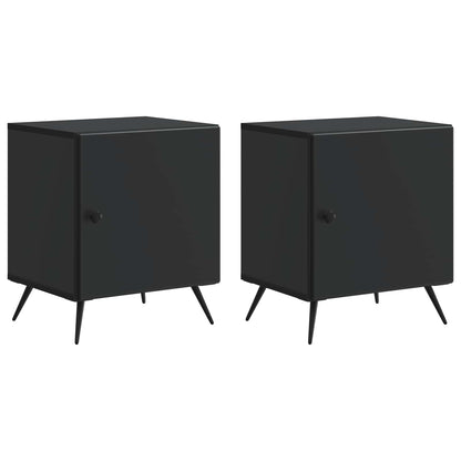 Bedside Cabinet 2 pcs Black 43 x 34.5 x 50 cm Engineered Wood