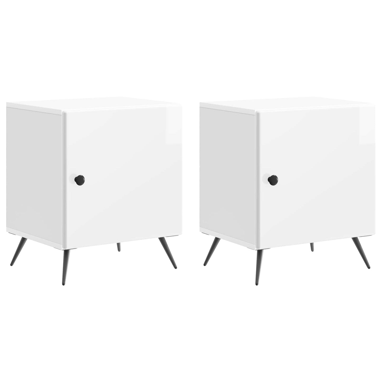 Bedside Cabinet 2 pcs High Gloss White 43 x 34.5 x 50 cm