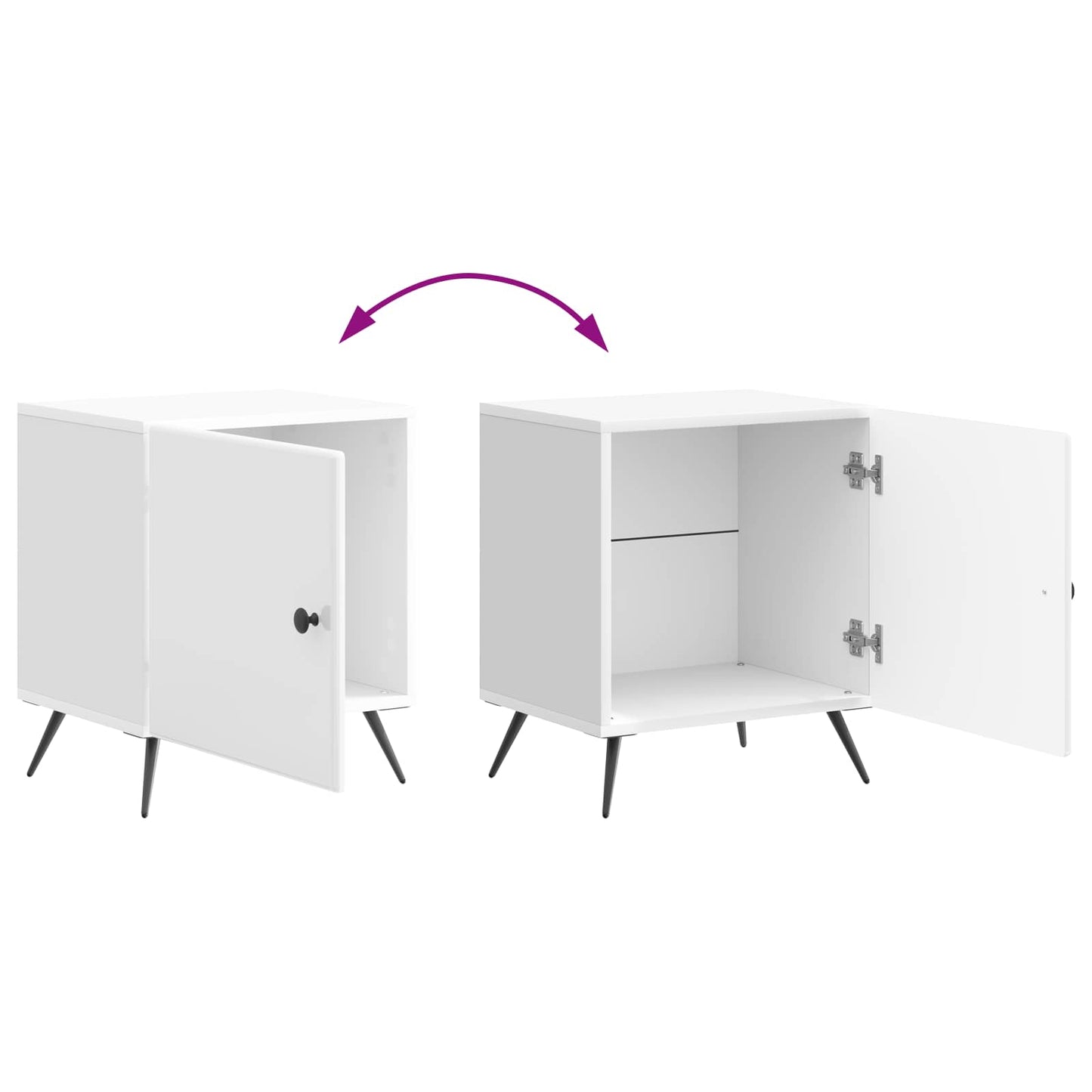 Bedside Cabinet 2 pcs High Gloss White 43 x 34.5 x 50 cm