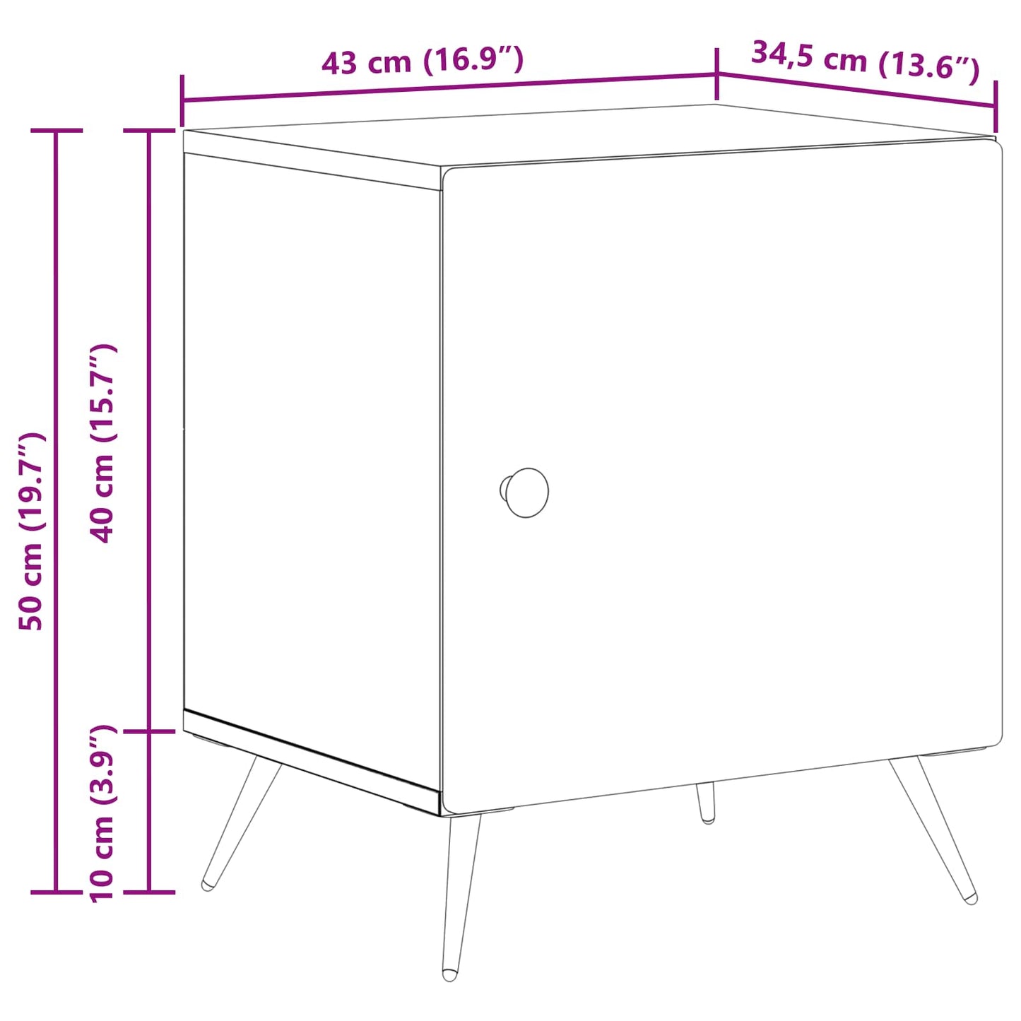Bedside Cabinet 2 pcs High Gloss White 43 x 34.5 x 50 cm