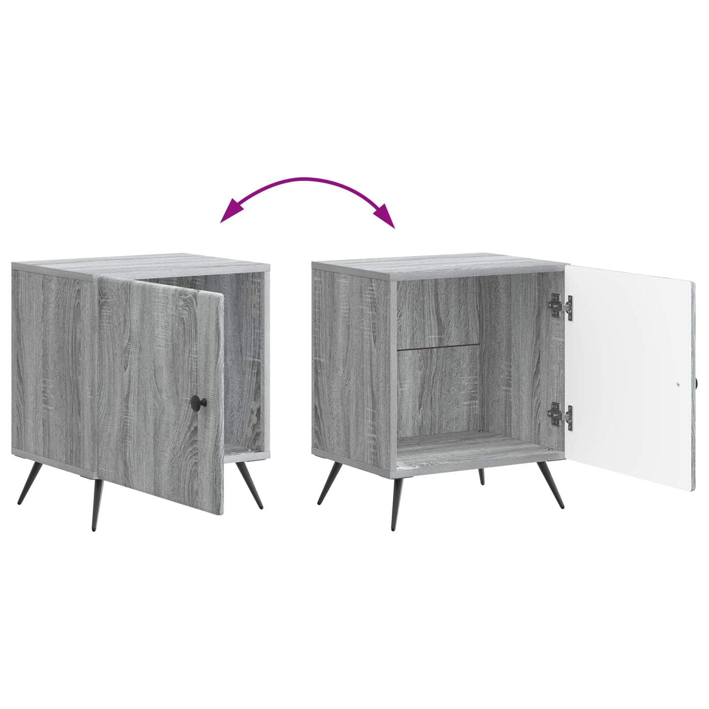 Bedside Cabinet 2 pcs Grey Sonoma 43 x 34.5 x 50 cm