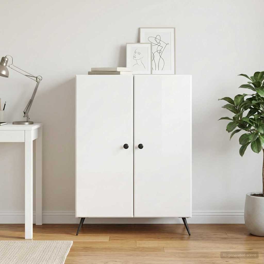 Sideboard High Gloss White 66 x 34.5 x 90 cm Engineered Wood
