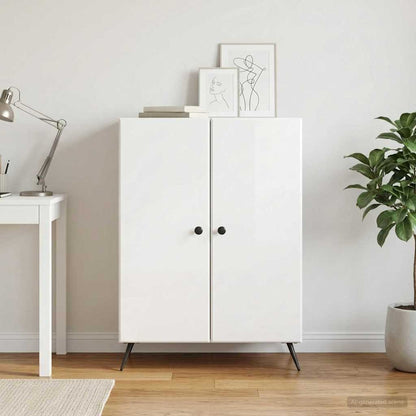 Sideboard High Gloss White 66 x 34.5 x 90 cm Engineered Wood