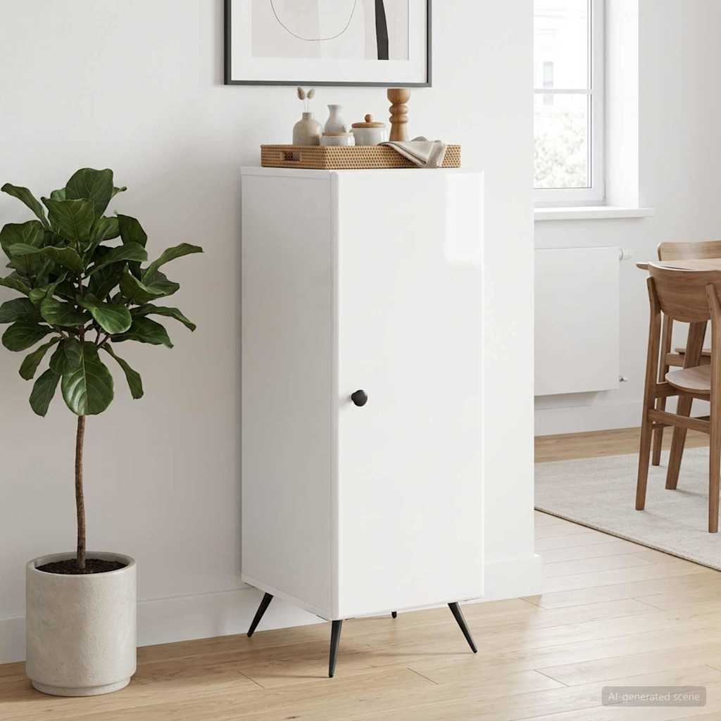 Sideboard High Gloss White 33 x 34.5 x 90 cm Engineered Wood