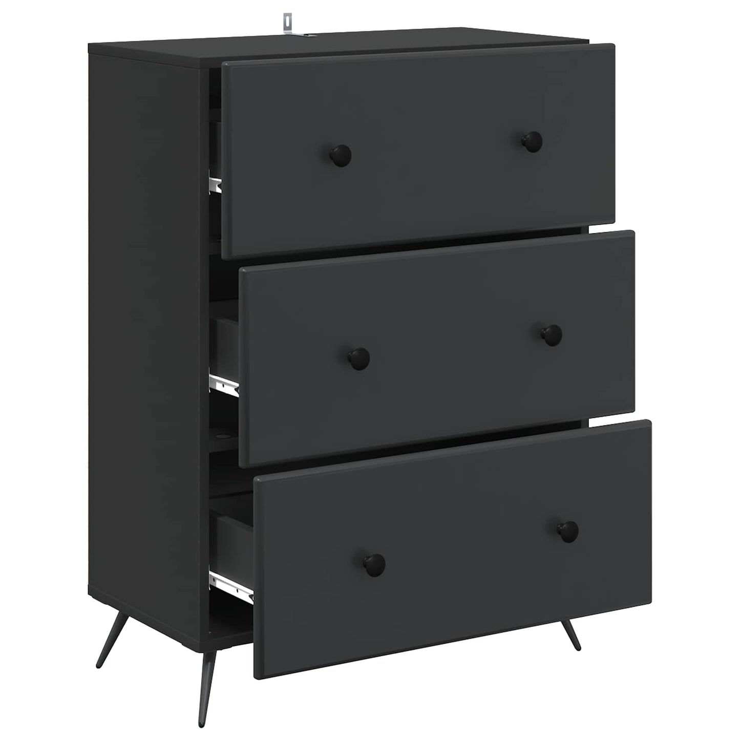 Drawer Cabinet Black 66 x 34.5 x 90 cm Engineered Wood