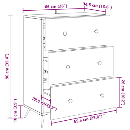 Drawer Cabinet Sonoma Oak 66 x 34.5 x 90 cm Engineered Wood