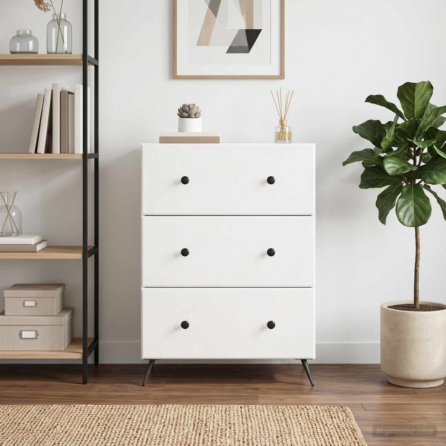 Drawer Cabinet High Gloss White 66 x 34.5 x 90 cm