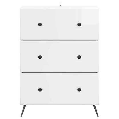 Drawer Cabinet High Gloss White 66 x 34.5 x 90 cm