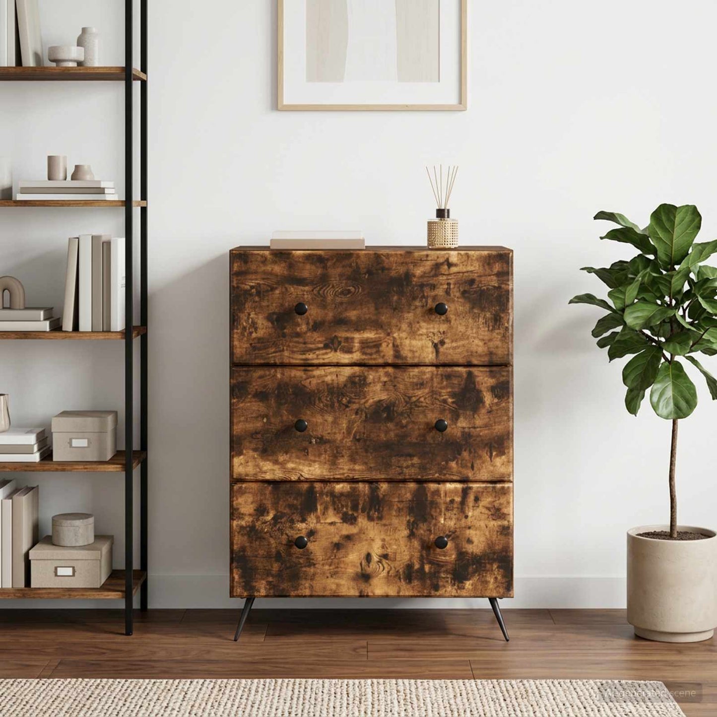 Drawer Cabinet Smoked Oak 66 x 34.5 x 90 cm Engineered Wood