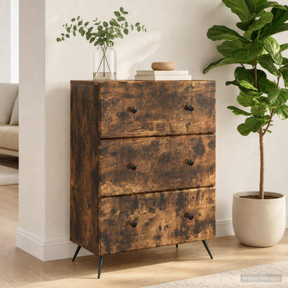 Drawer Cabinet Smoked Oak 66 x 34.5 x 90 cm Engineered Wood