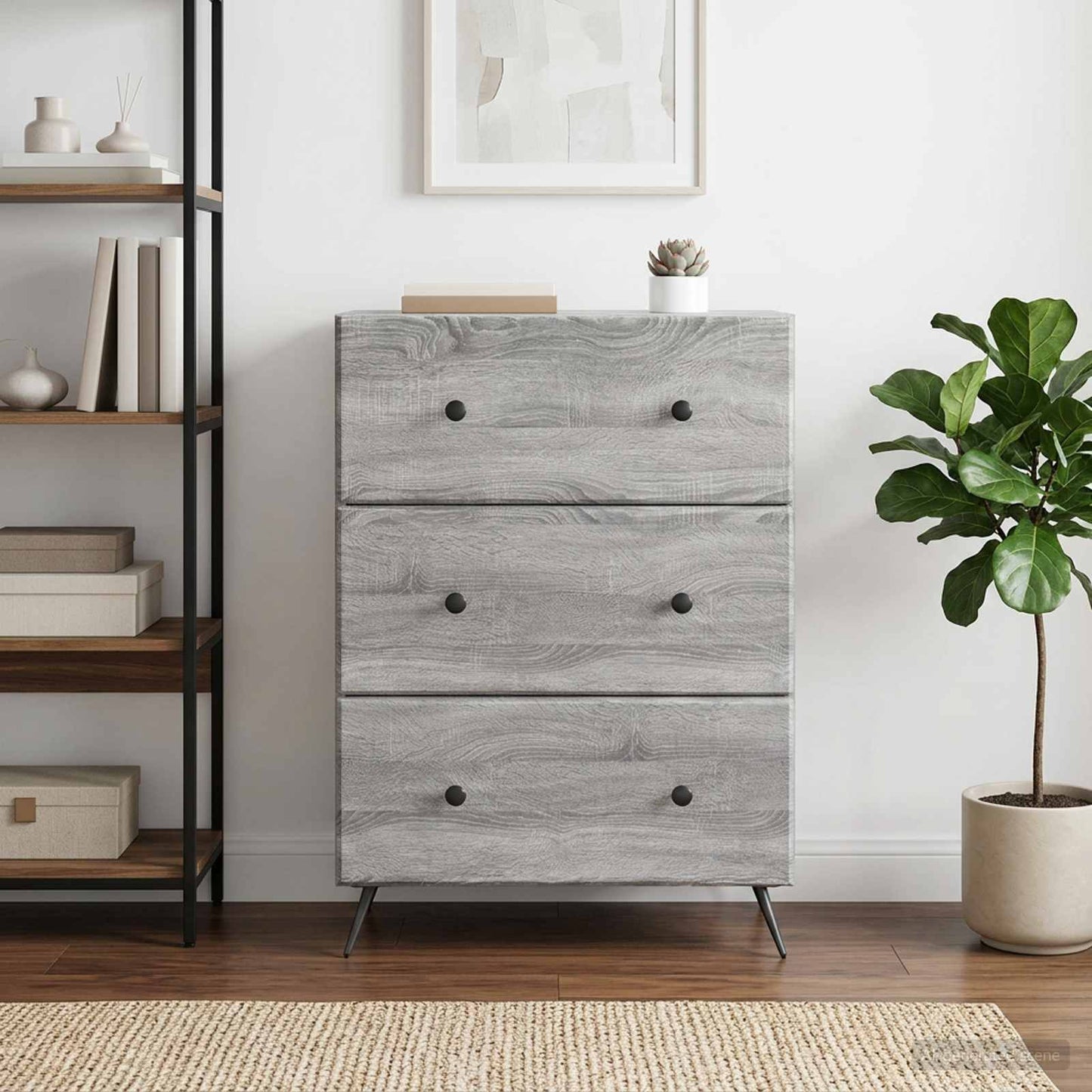 Drawer Cabinet Grey Sonoma 66 x 34.5 x 90 cm Engineered Wood