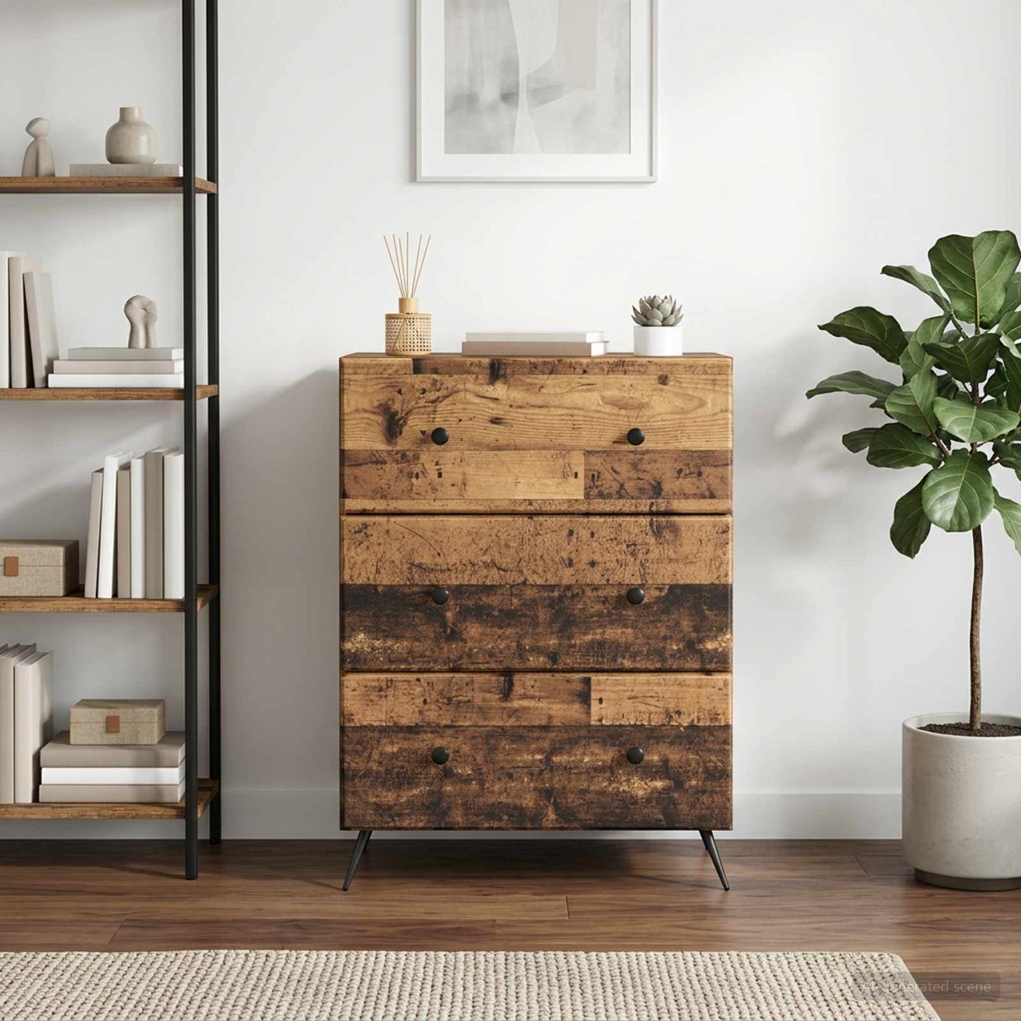 Drawer Cabinet Old Wood 66 x 34.5 x 90 cm Engineered Wood