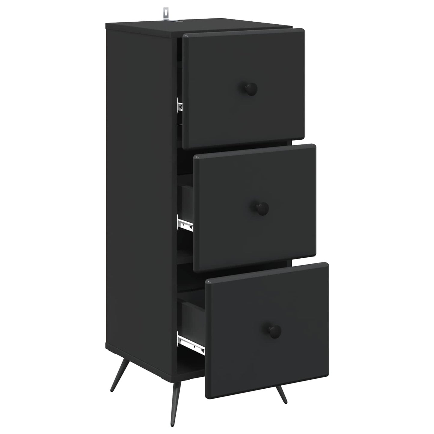 Drawer Cabinet Black 33 x 34.5 x 90 cm Engineered Wood