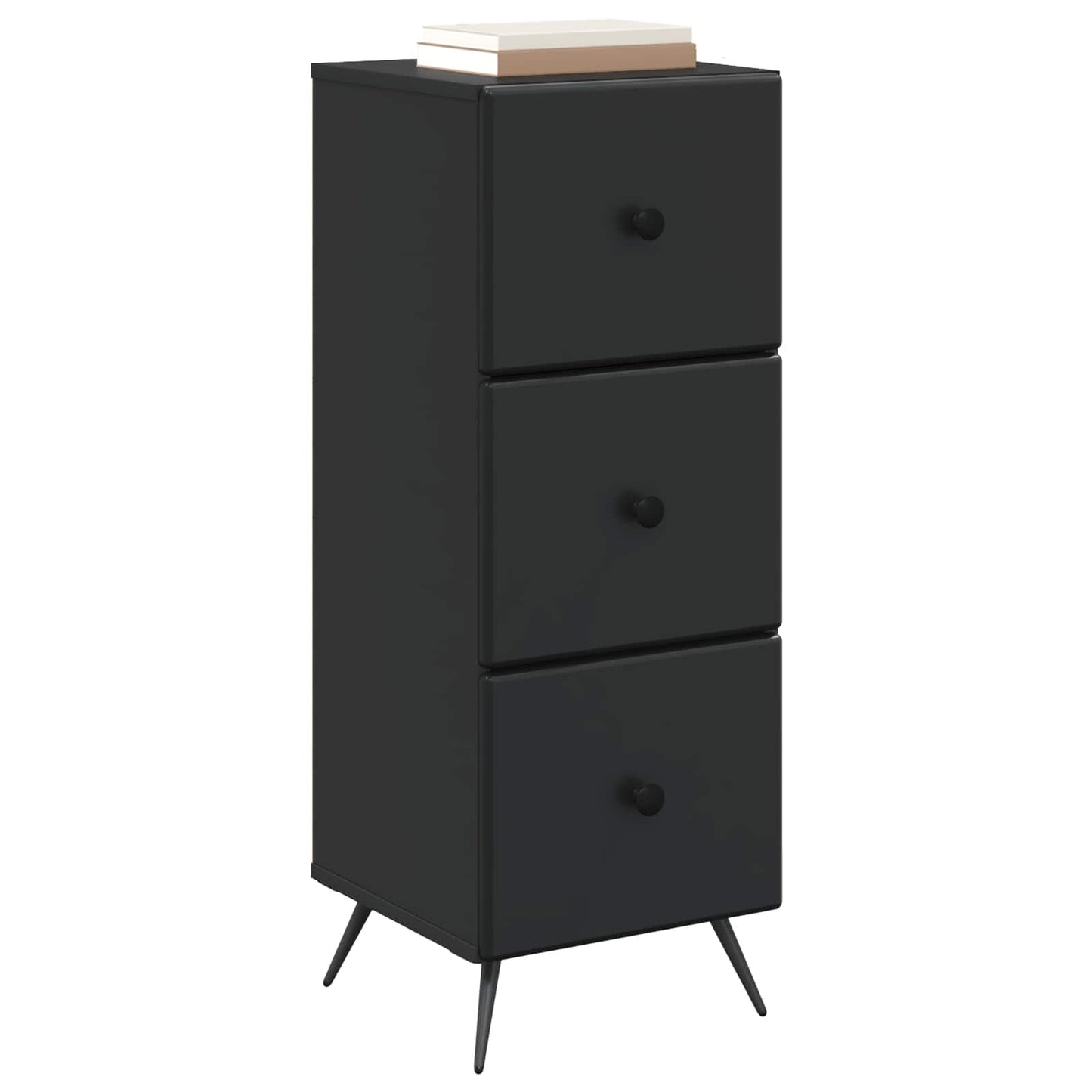 Drawer Cabinet Black 33 x 34.5 x 90 cm Engineered Wood