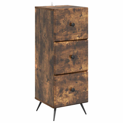 Drawer Cabinet Smoked Oak 33 x 34.5 x 90 cm Engineered Wood